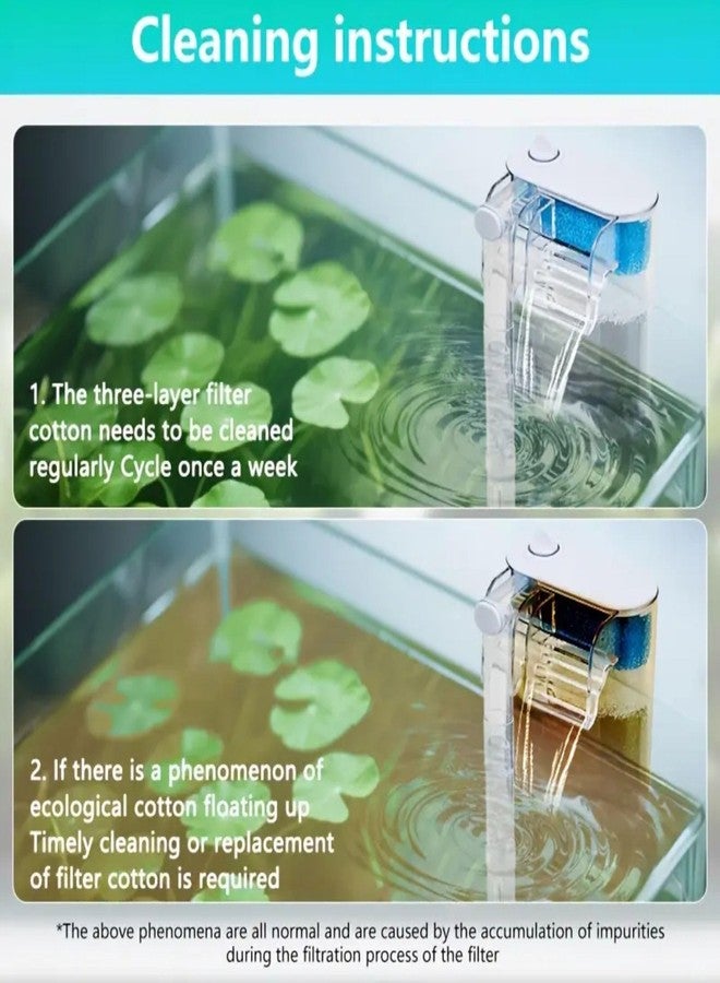 VAYINATO Nano Hang-On Back Filter for Nano Aquariums - Surface Skimmer, Multi-Layer Filtration, Flow Control - Quiet Compact Filter for Small Fish & Shrimp Tanks (Up to 40L) - Image 3